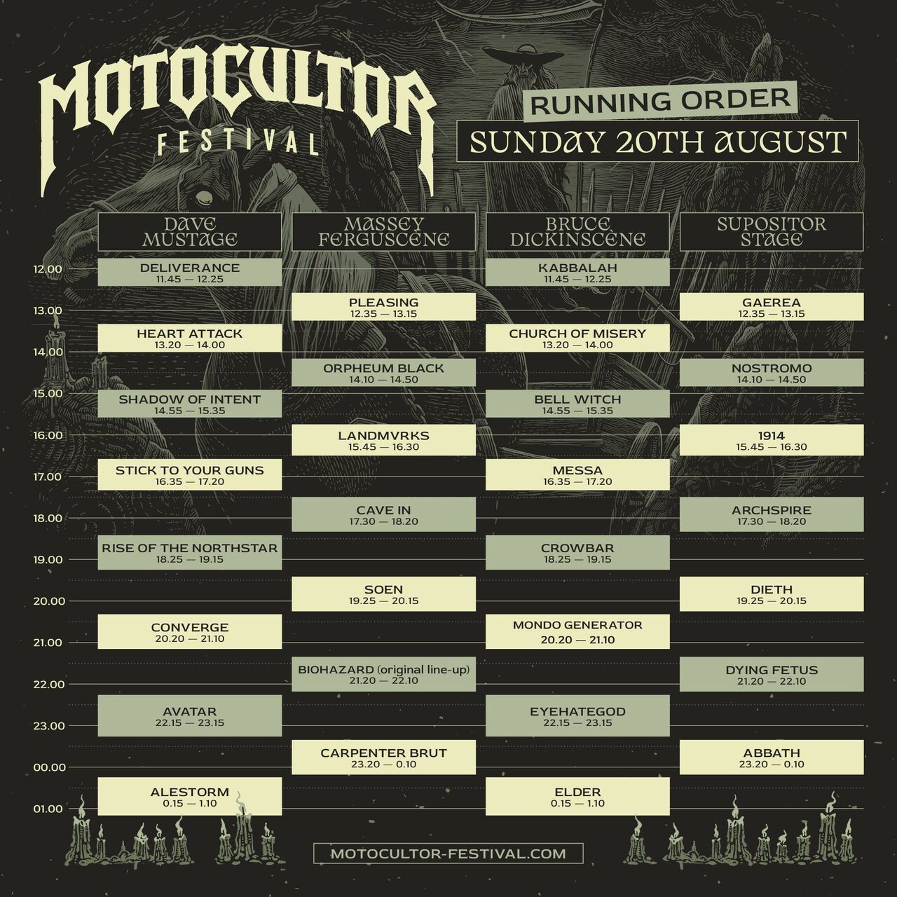 Motocultor Festival 2023 : Running Order