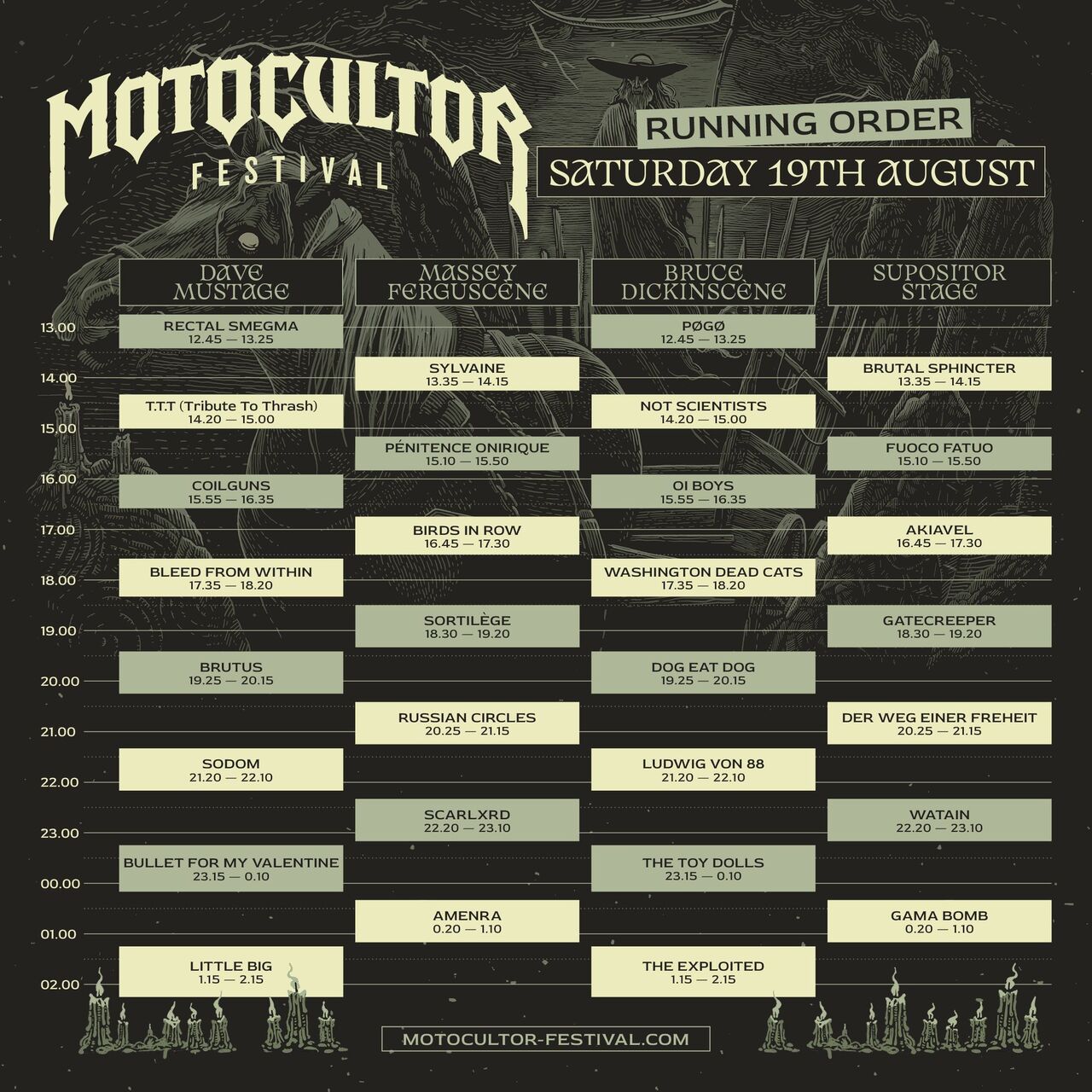 Motocultor Festival 2023 : Running Order