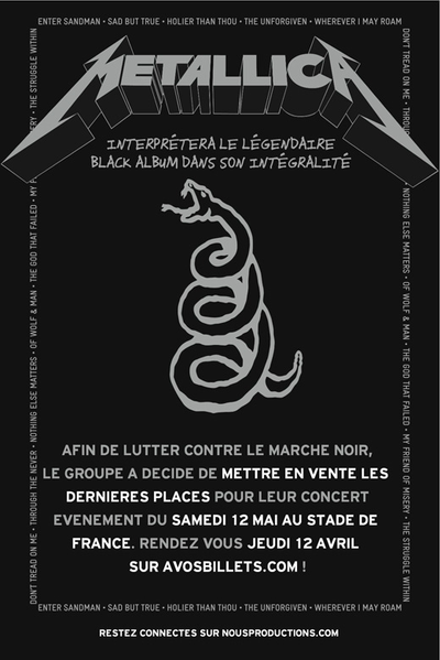 Metallica au Stade de France : dernières places en vente le 12 avril