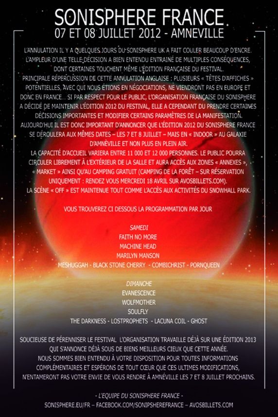 Sonisphere 2012 à Amnéville : festival confirmé !